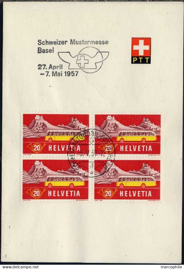 SUISSE - BALE / 1957 FEUILLET OFFICIEL AVEC OBLITERATION TEMPORAIRE - Covers & Documents