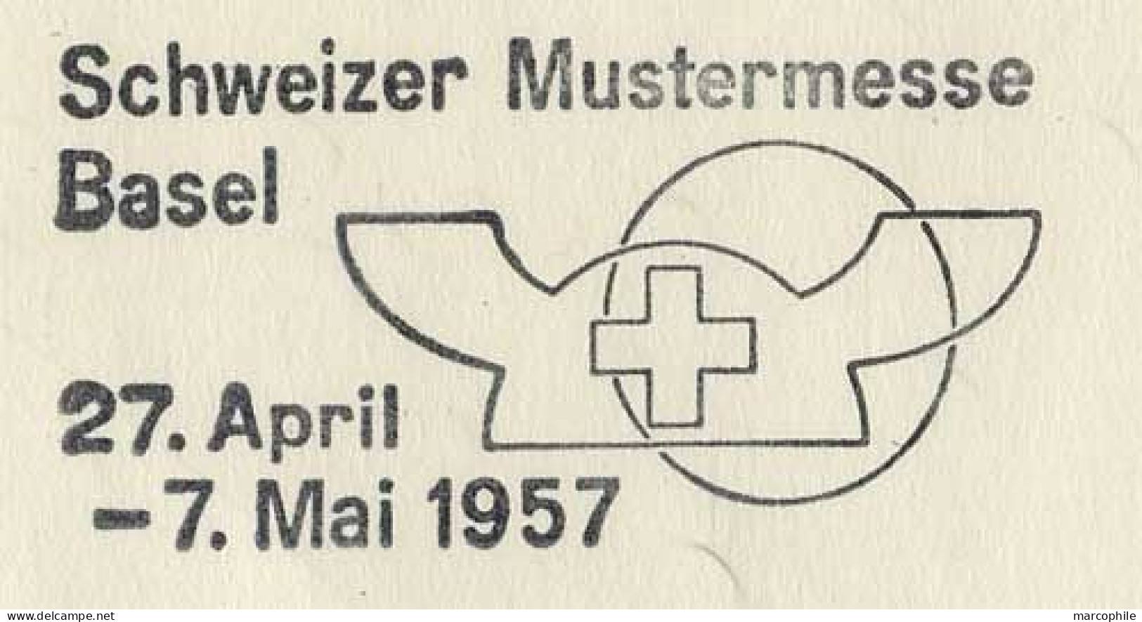 SUISSE - BALE / 1957 FEUILLET OFFICIEL AVEC OBLITERATION TEMPORAIRE - Lettres & Documents