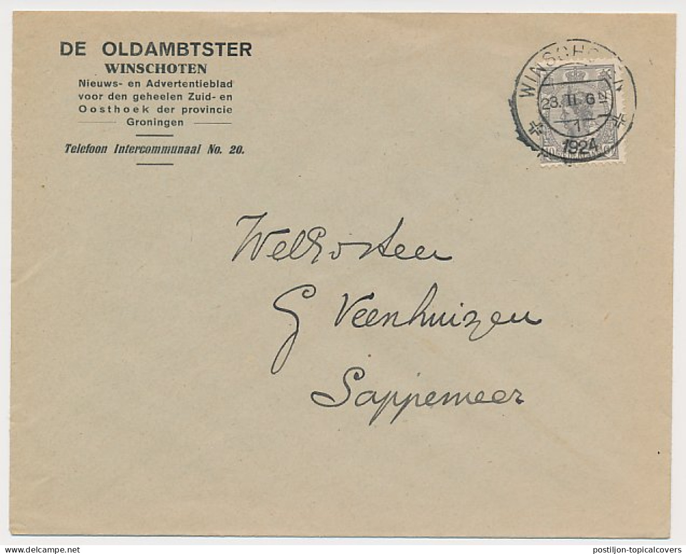 Firma Envelop Winschoten 1924 - Nieuwsblad De Oldambster - Non Classés