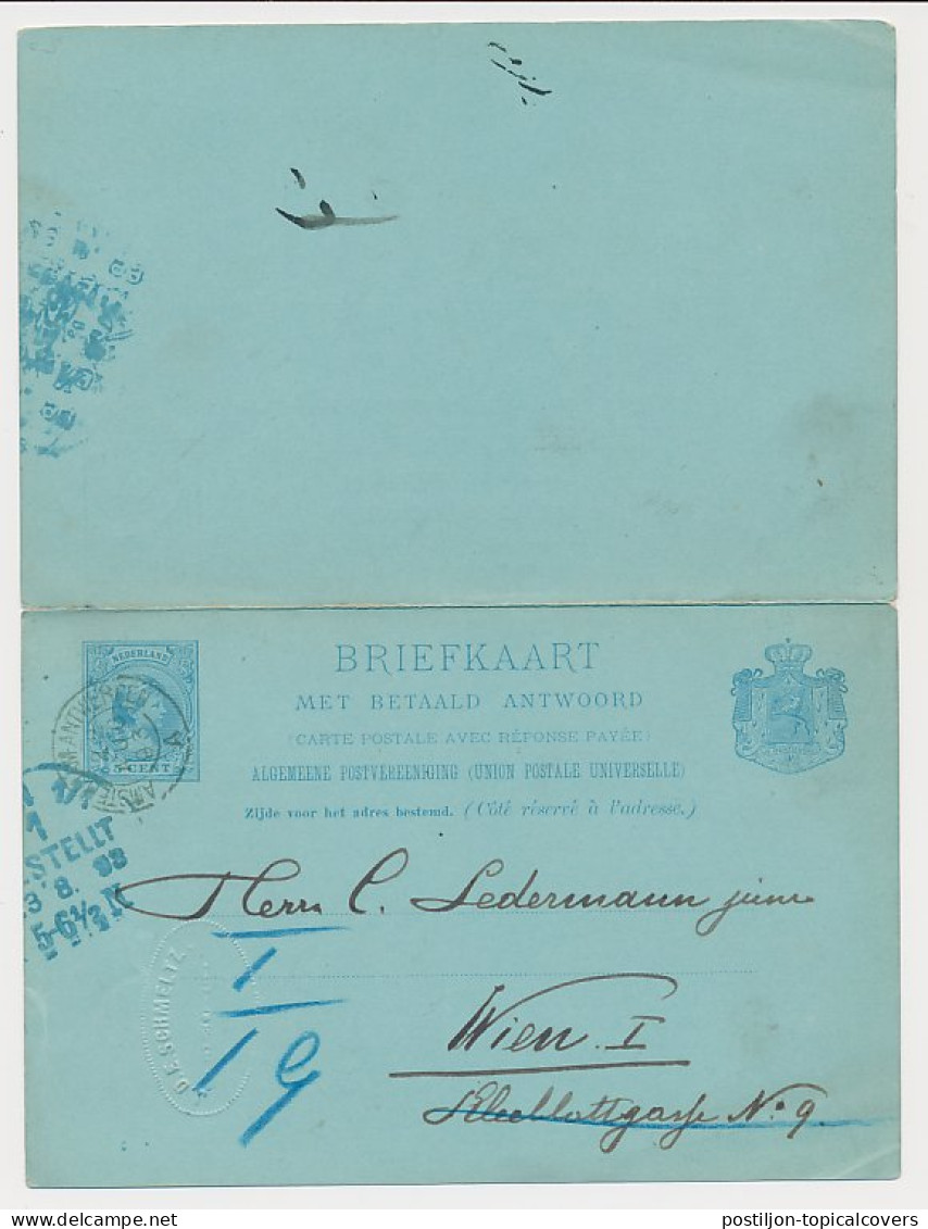 Briefkaart G. 30 Leiden - Wenen Oostenrijk 1893 - Entiers Postaux