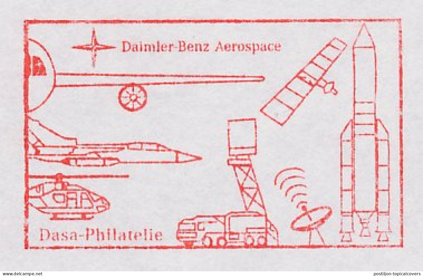 Meter Cut Germany 1996 Helicopter - Jet Fighter - Rocket - Satellite - Daimler Benz - Astronomie