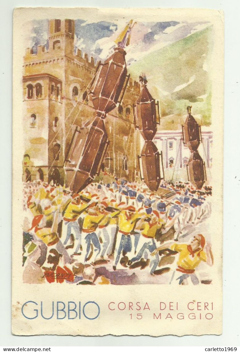 GUBBIO CORSA DEI CERI 15 MAGGIO 1950 ILLUSTRATA BIGANTI - ENTE TURISMO PERUGIA  - NV FG - Perugia