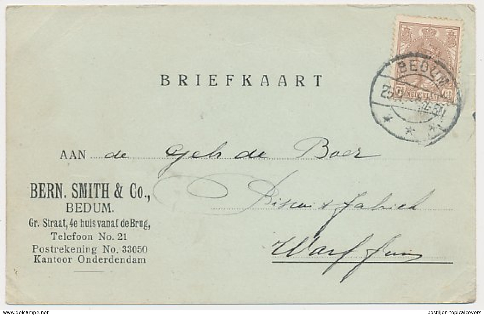 Firma Briefkaart Bedum 1924 - Smith En Co. - Unclassified