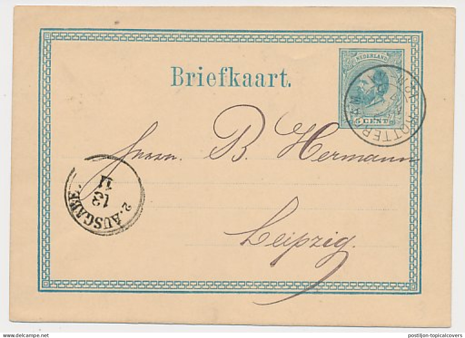 Briefkaart G. 8 Particulier Bedrukt Rotterdam Duitsland 1875 - Interi Postali
