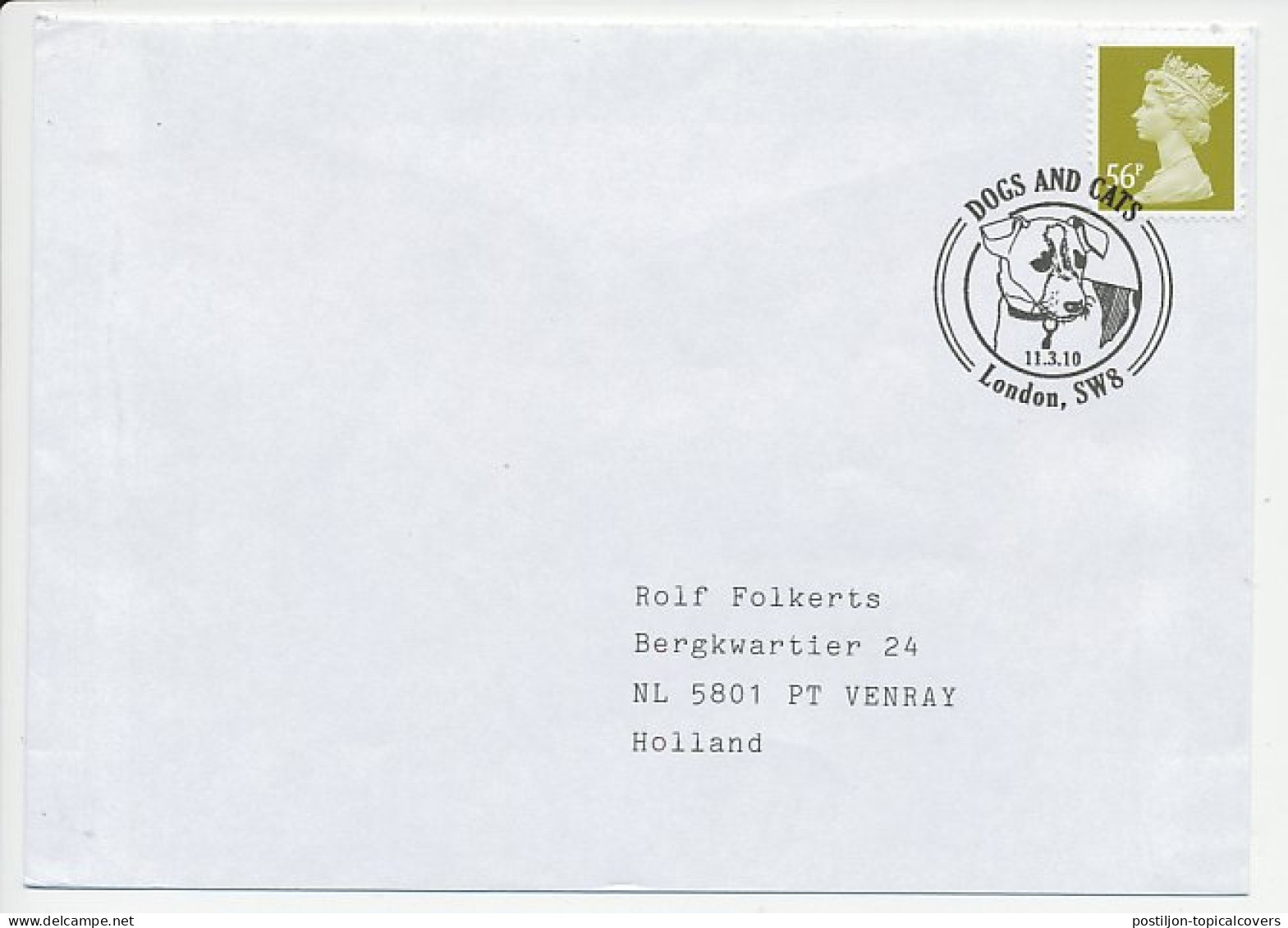 Cover / Postmark GB / UK 2010 Dog - Autres & Non Classés