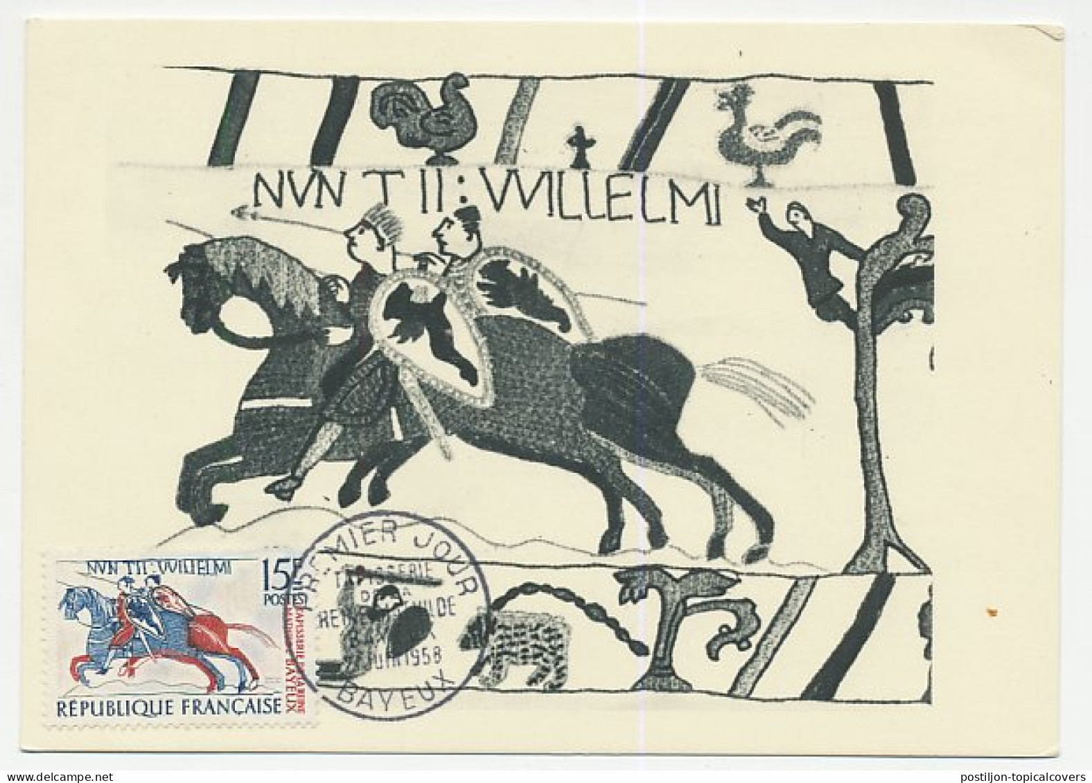 Maximum Card France 1958 Bayeux Tapestry - Queen Mathilde - Horse - Andere & Zonder Classificatie