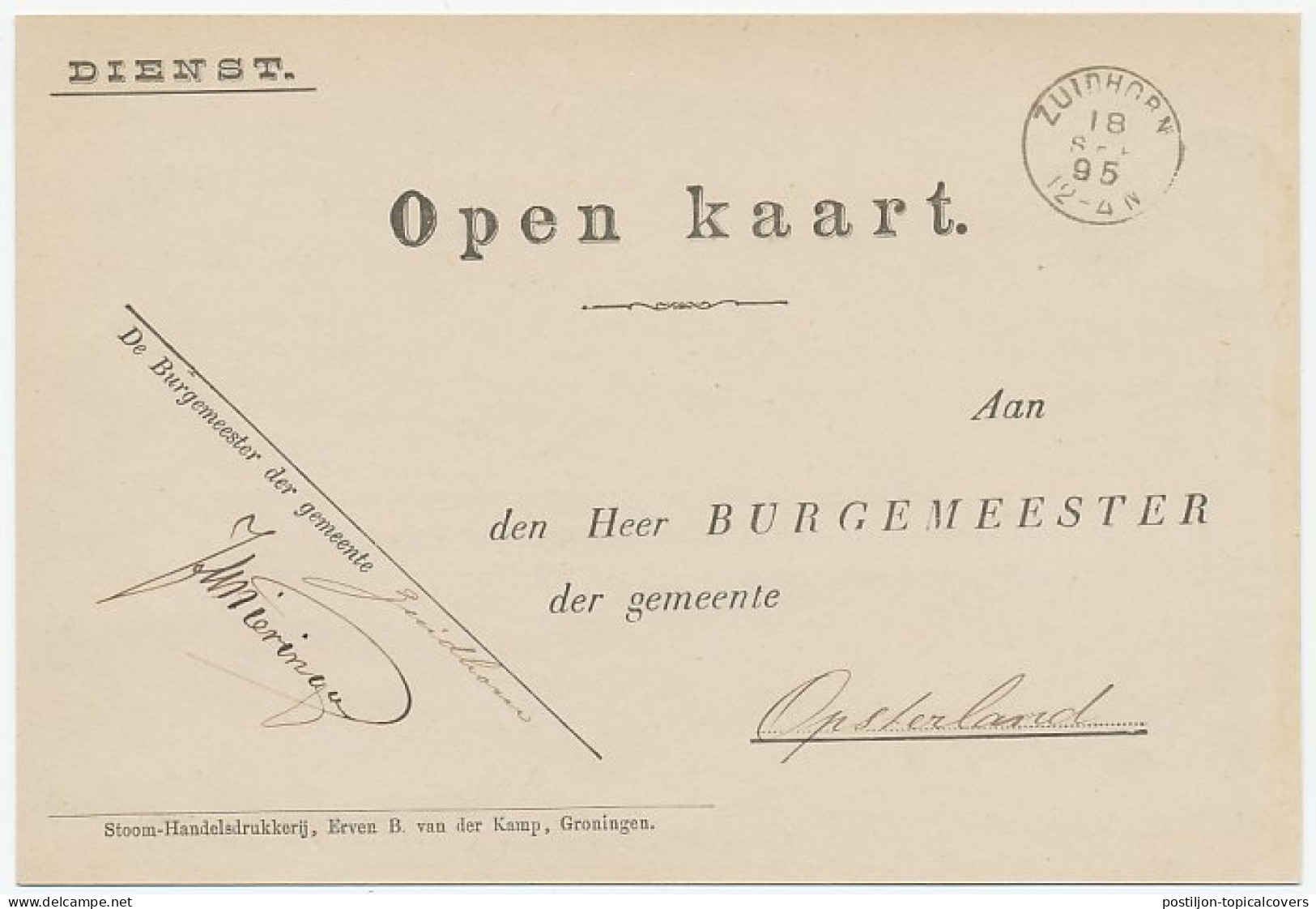 Kleinrondstempel Zuidhorn 1895 - Unclassified