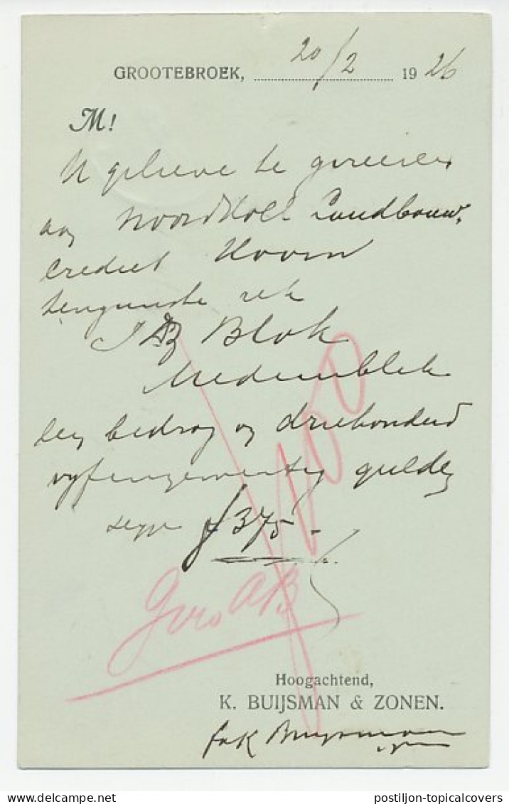 Firma Briefkaart Grootebroek 1926 - Groenten / Aardappelen  - Unclassified