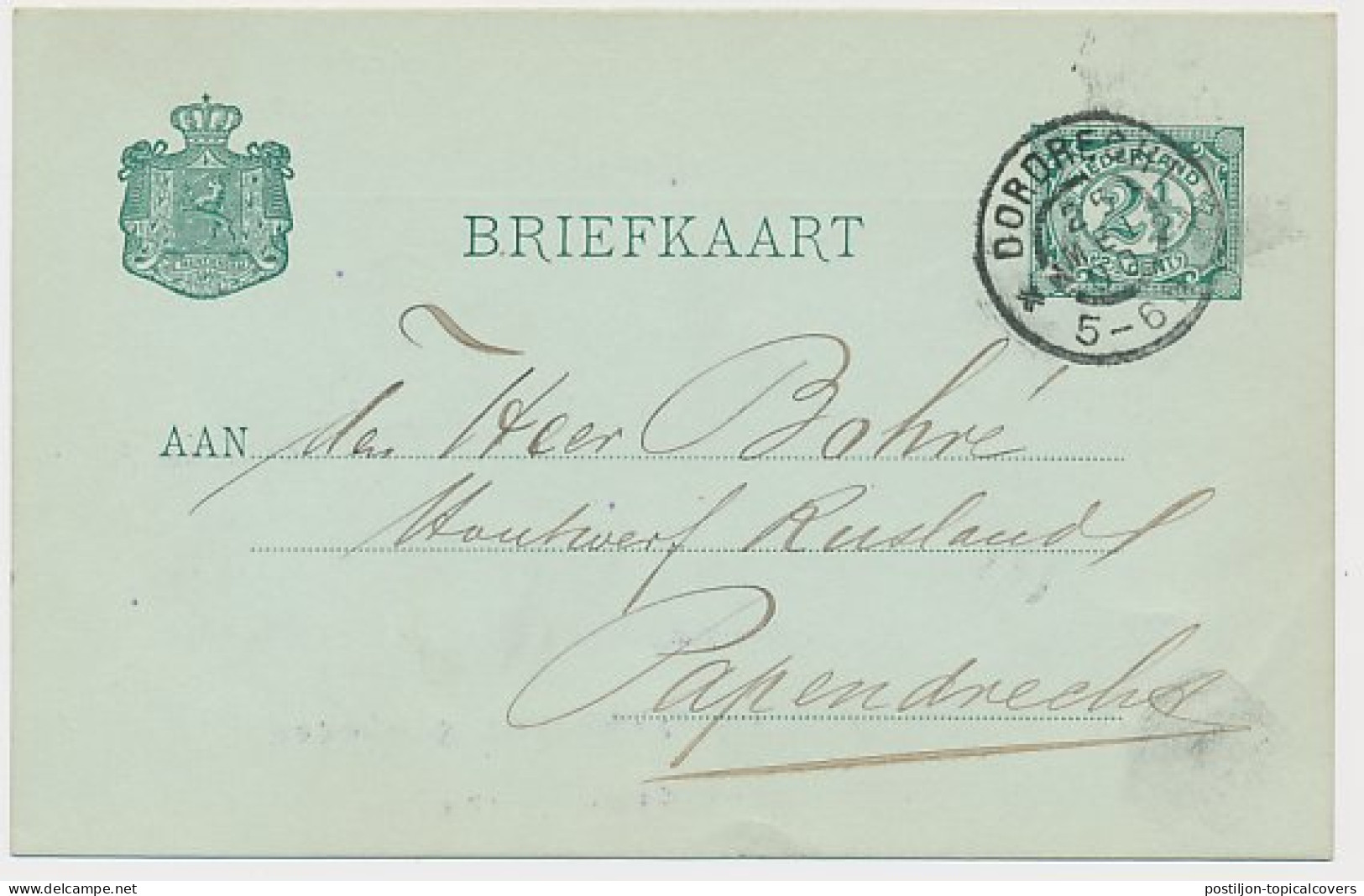 Briefkaart G. 51 Particulier Bedrukt Dordrecht 1900 - Ganzsachen