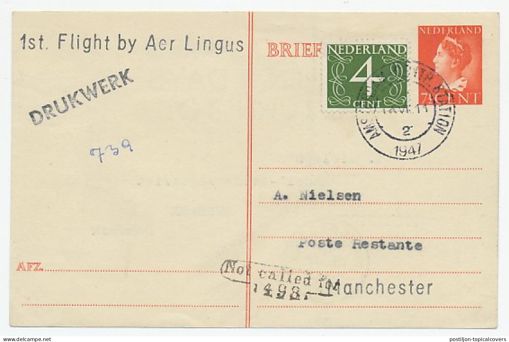 VH A 274 III A Amsterdam - Manchester UK / GB 1947 - Unclassified