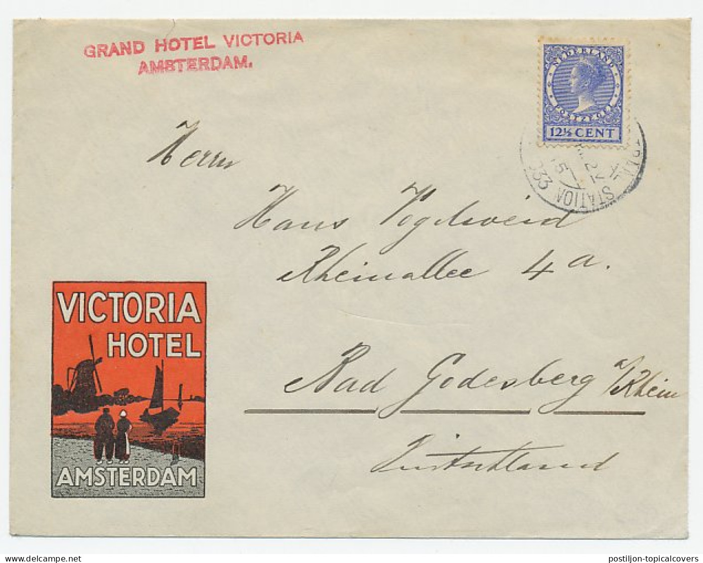 Firma Envelop Amsterdam 1933 - Victoria Hotel - Ohne Zuordnung