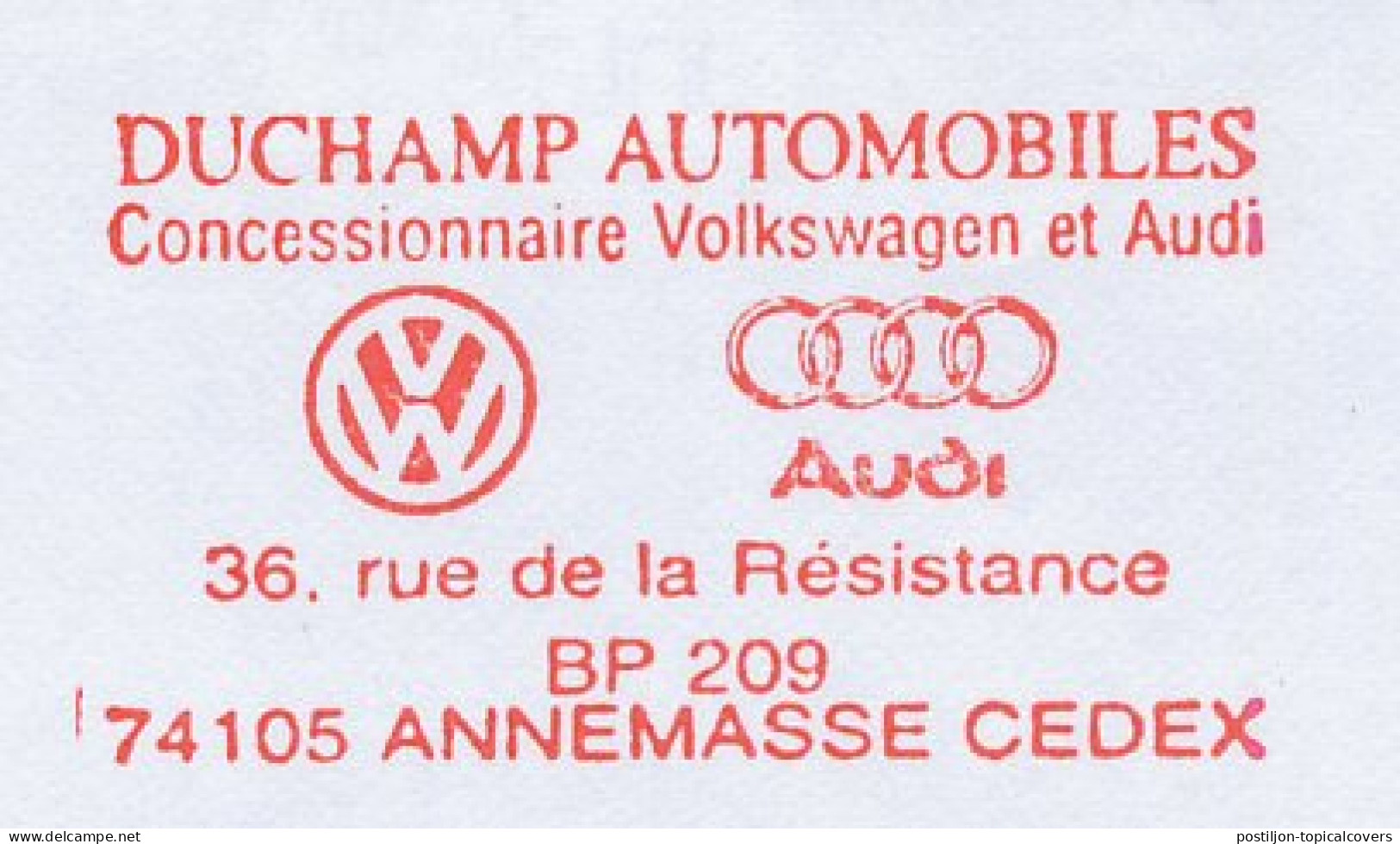 Meter Cover France 2003 Car - VW - Volkswagen - Audi - Voitures