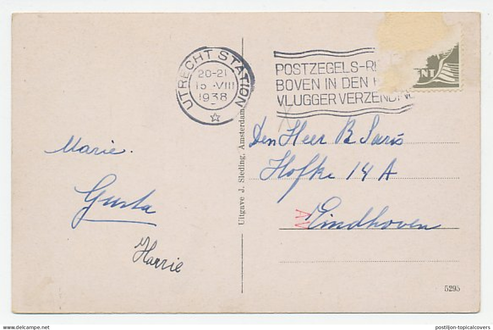 Prentbriefkaart Postkantoor Utrecht 1938 - Andere & Zonder Classificatie