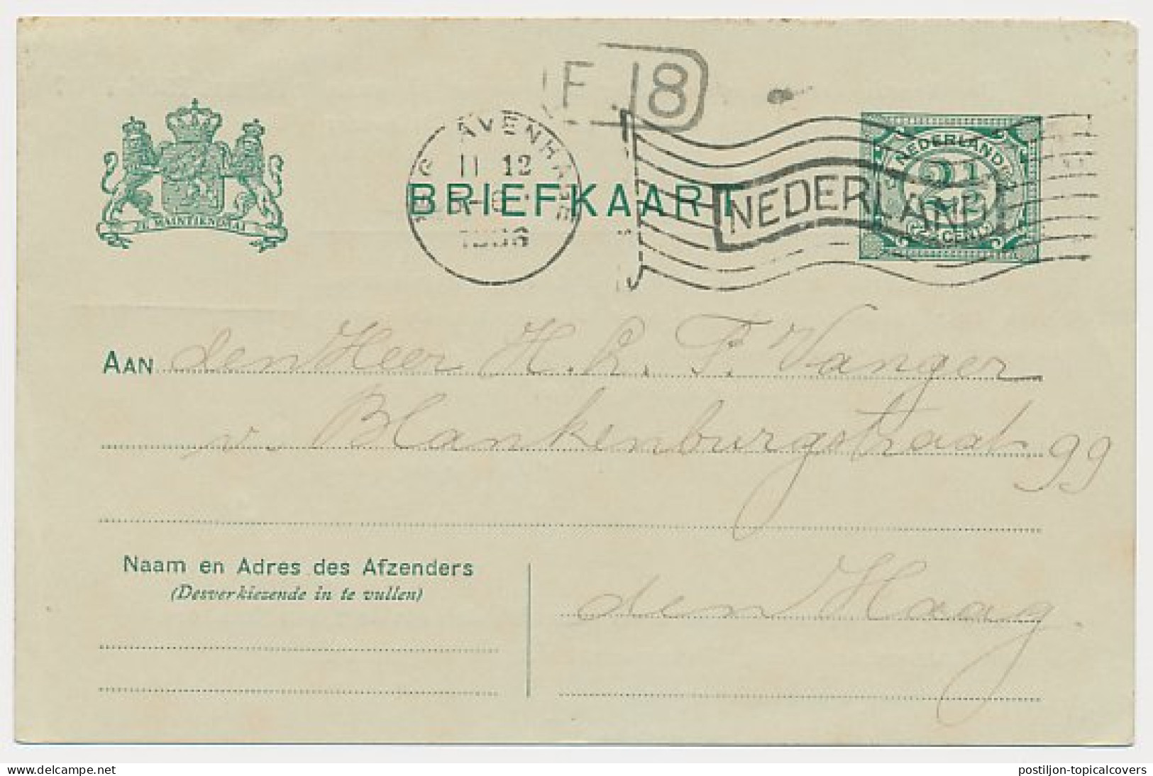 Briefkaart G. DW67-b - Duinwaterleiding S-Gravenhage1906 - Interi Postali