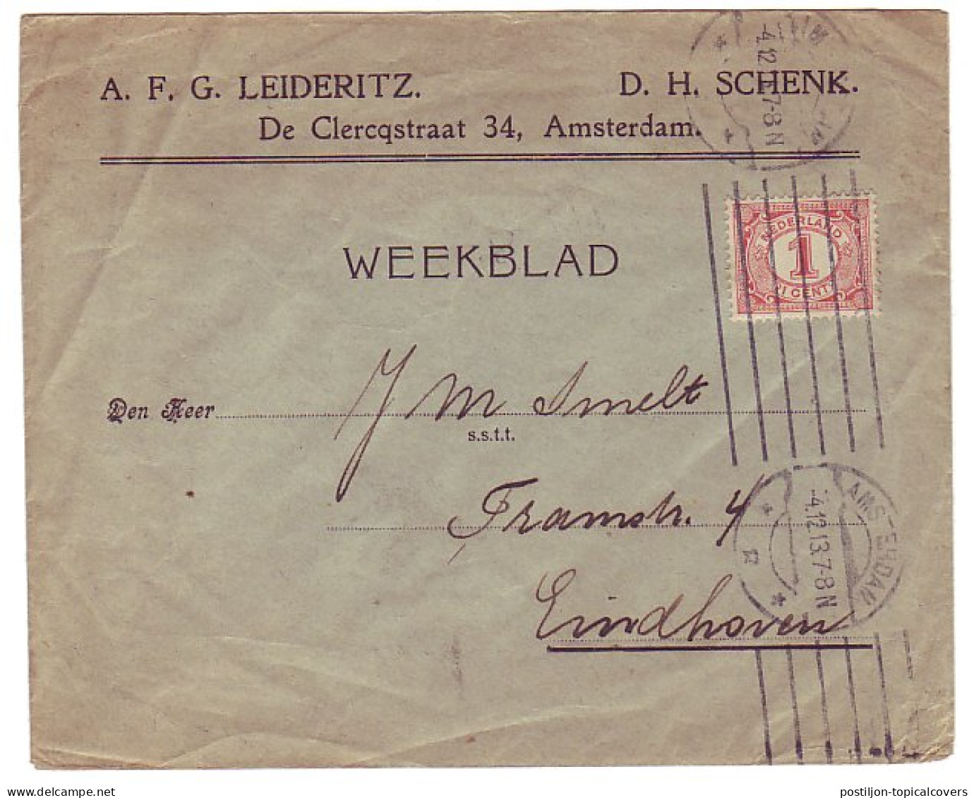 Em. Vurtheim Amsterdam 1913 - 1 Cent Weekblad Tarief - Non Classificati