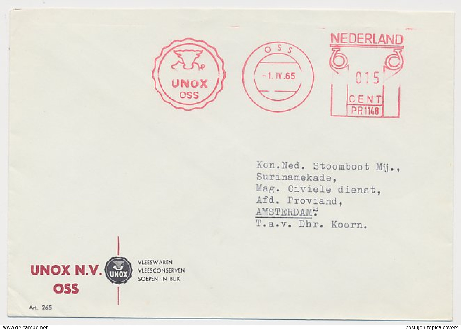 Meter Cover Netherlands 1965 Ox - Cow - Pig - Oss - Boerderij