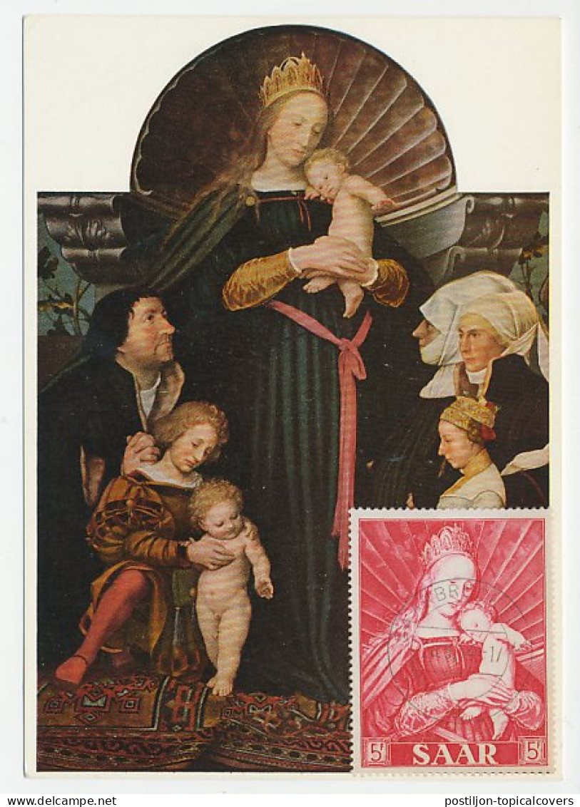 Maximum Card Germany / Saar 1954 Madonna And Child - Hans Holbein - Sonstige & Ohne Zuordnung