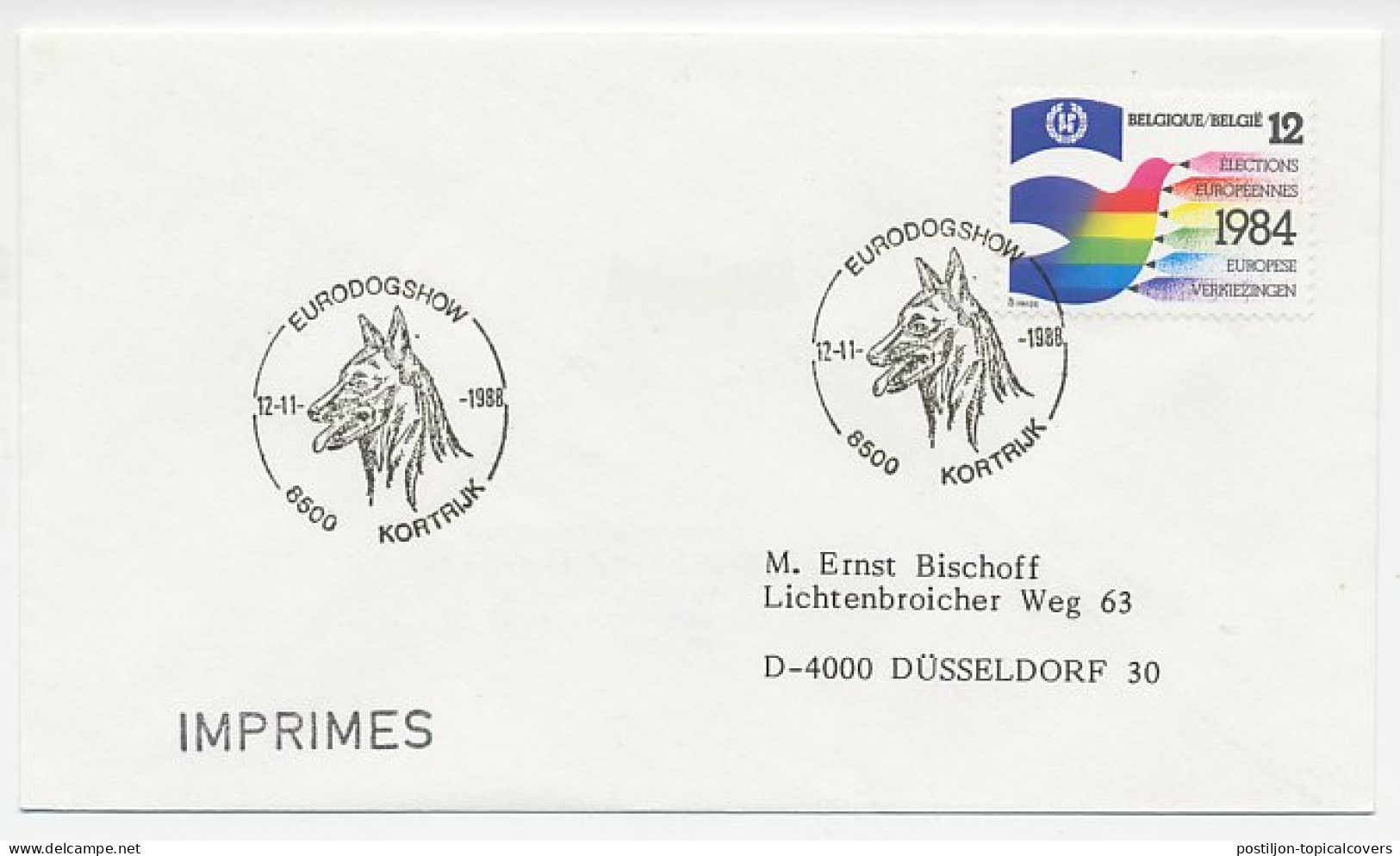 Cover / Postmark Belgium 1988 Dog Show - Autres & Non Classés