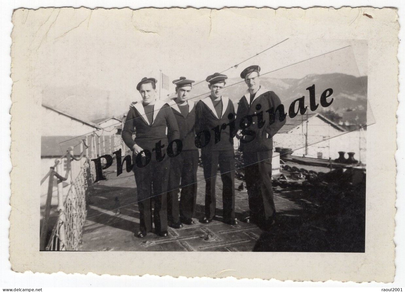 Photo Originale - Bateau Navire De Guerre - Marins Militaires Armée Guerre - Navire Et Lieu à Identifier - Oorlog, Militair