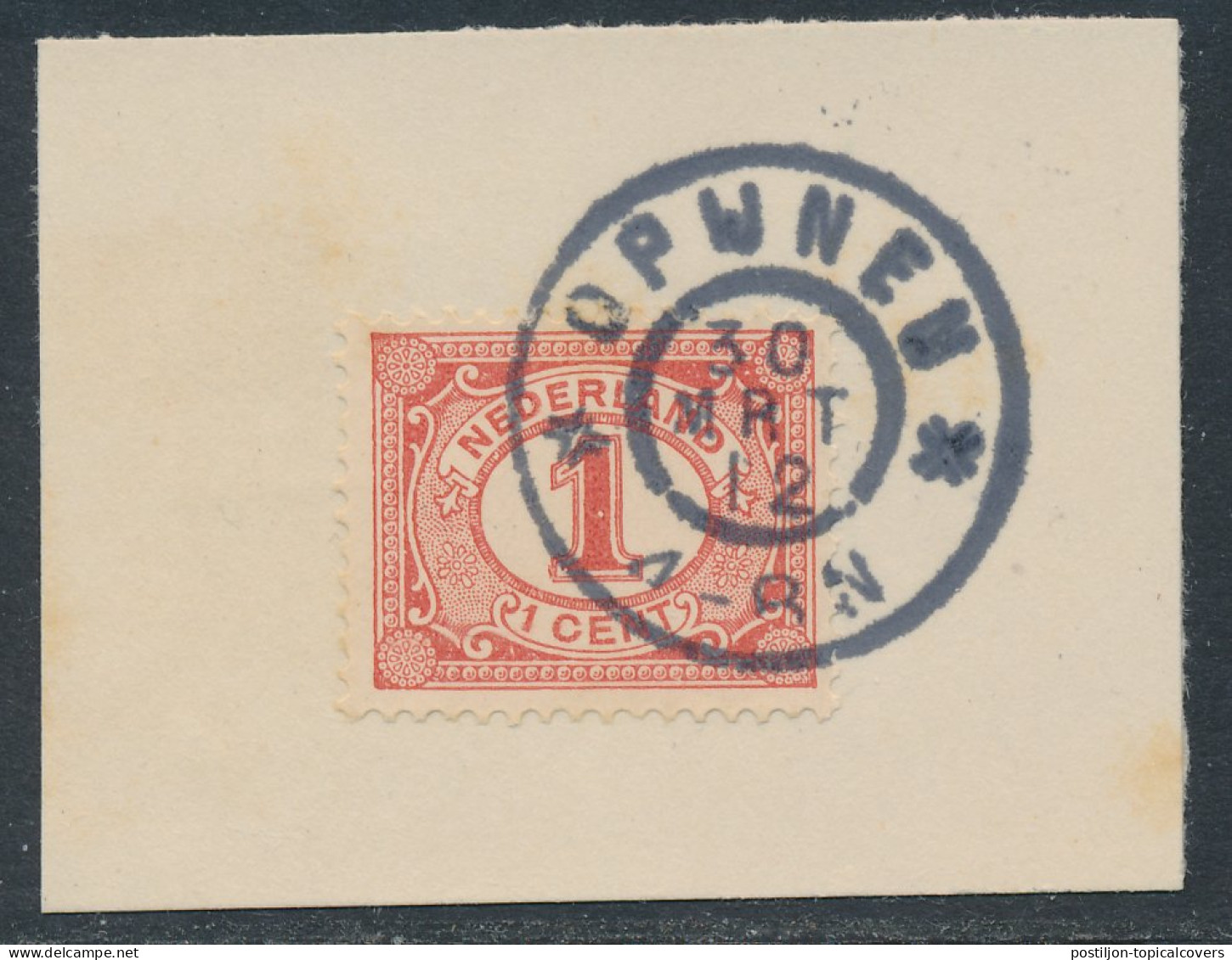 Grootrondstempel Opijnen 1912 - Postal History
