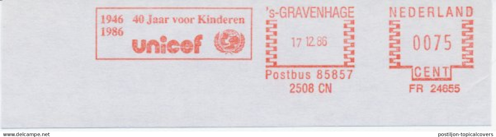 Meter Cut Netherlands 1986 UNICEF - 40 Years For Children - VN