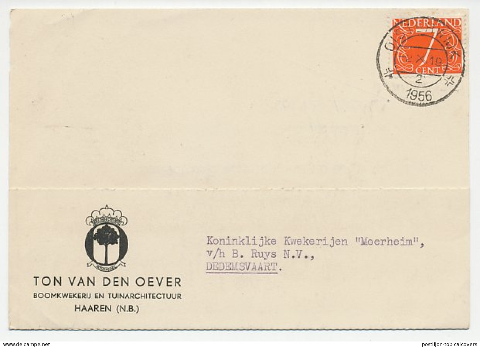 Firma Briefkaart Haaren 1956 - Boomkwekerij - Non Classés