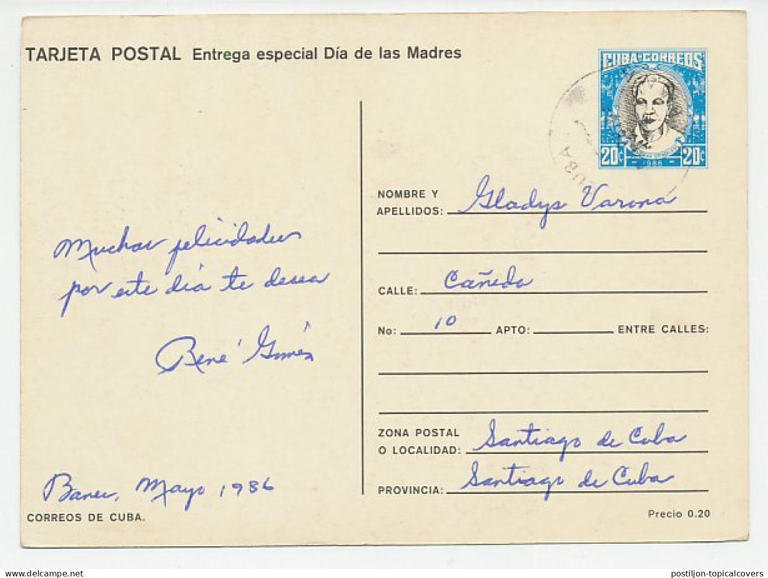 Postal Stationery Cuba 1986 Flower - Rose - Andere & Zonder Classificatie