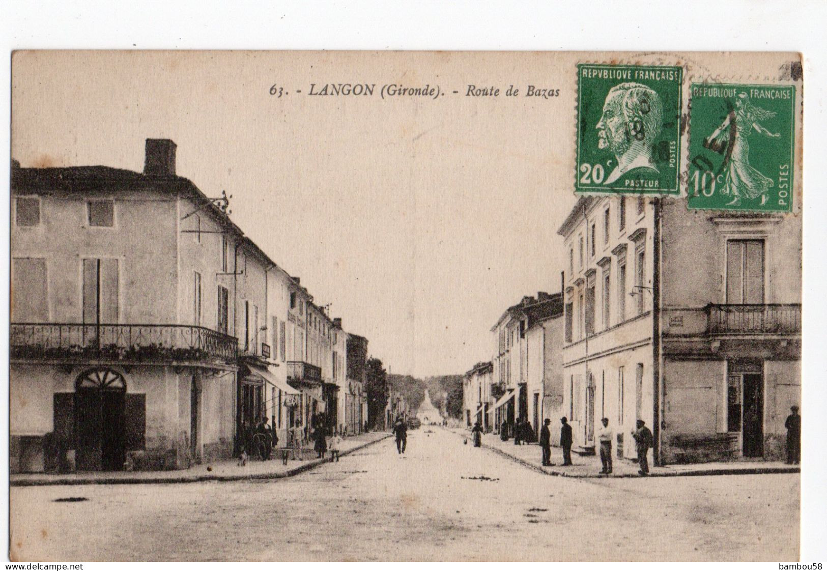 LANGON * GIRONDE * ROUTE DE BAZAS * Carte N° 63 * - Langon