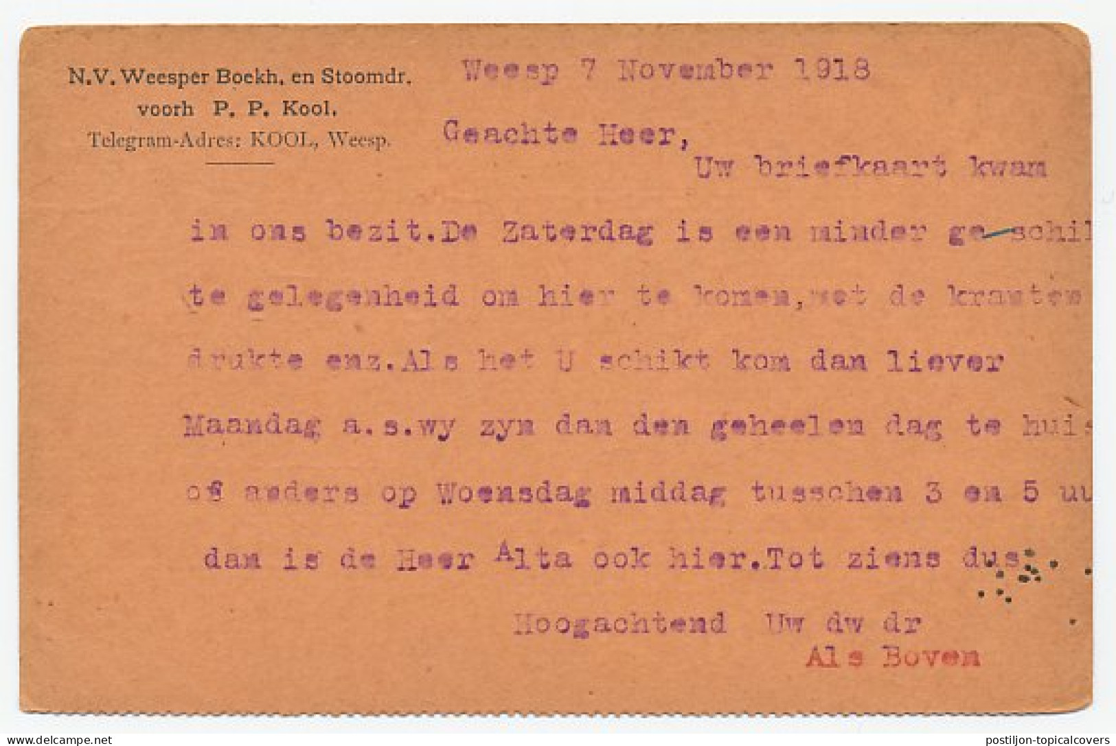 Dienst Militair Weesp - Duivendrecht 1918 - Ohne Zuordnung