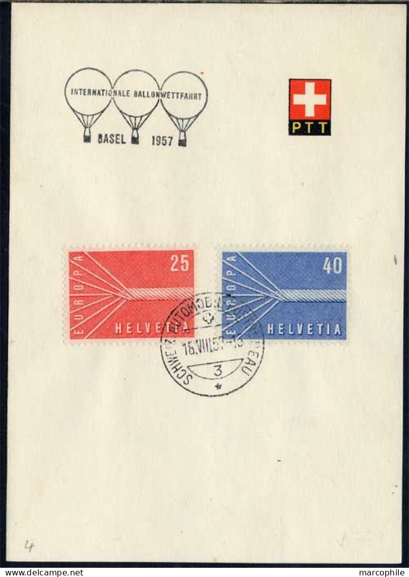 SUISSE - BALE / 1957 FEUILLET OFFICIEL AVEC OBLITERATION TEMPORAIRE - Lettres & Documents