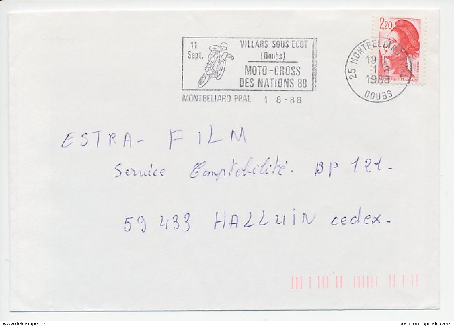 Cover / Postmark France 1988 Motocross - Championships - Motorbikes