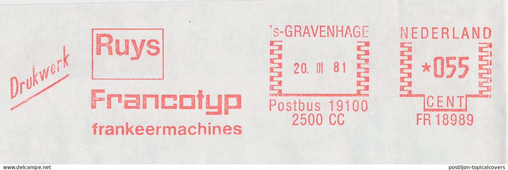 Meter Cover Netherlands 1981 Francotyp - The Hague - Timbres De Distributeurs [ATM]