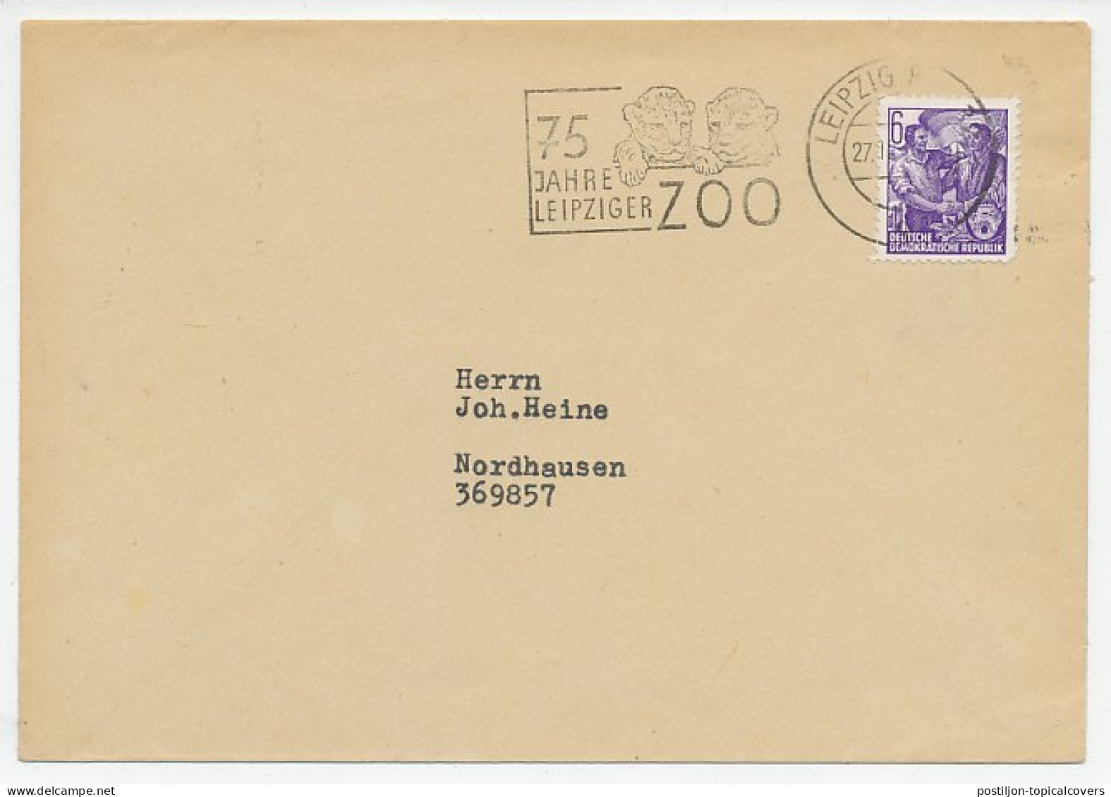 Cover / Postmark Germany / DDR 1953 Lion Cubs - Zoo Leipzig - Other & Unclassified