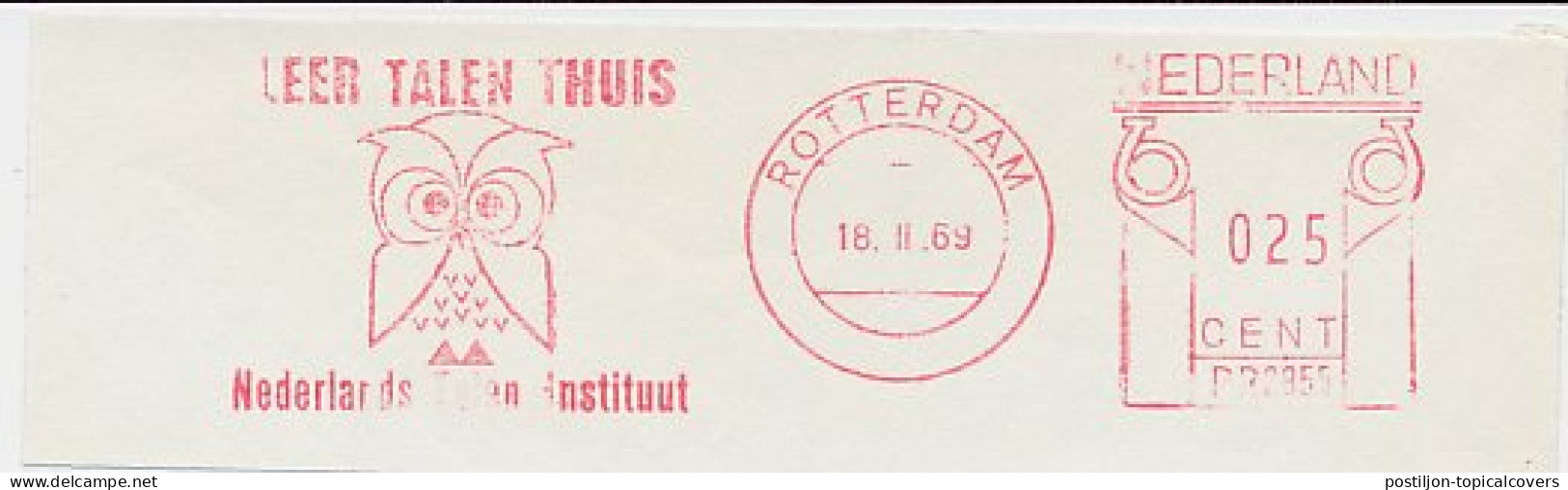 Meter Cut Netherlands 1969 - Postalia 2855 Bird - Owl  - Other & Unclassified