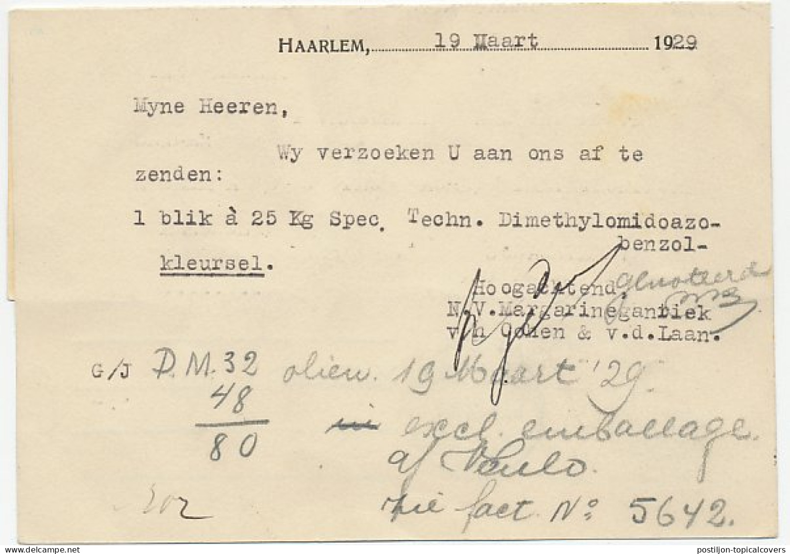 Perfin Verhoeven 110 - C.L. - Haarlem 1929 - Non Classés