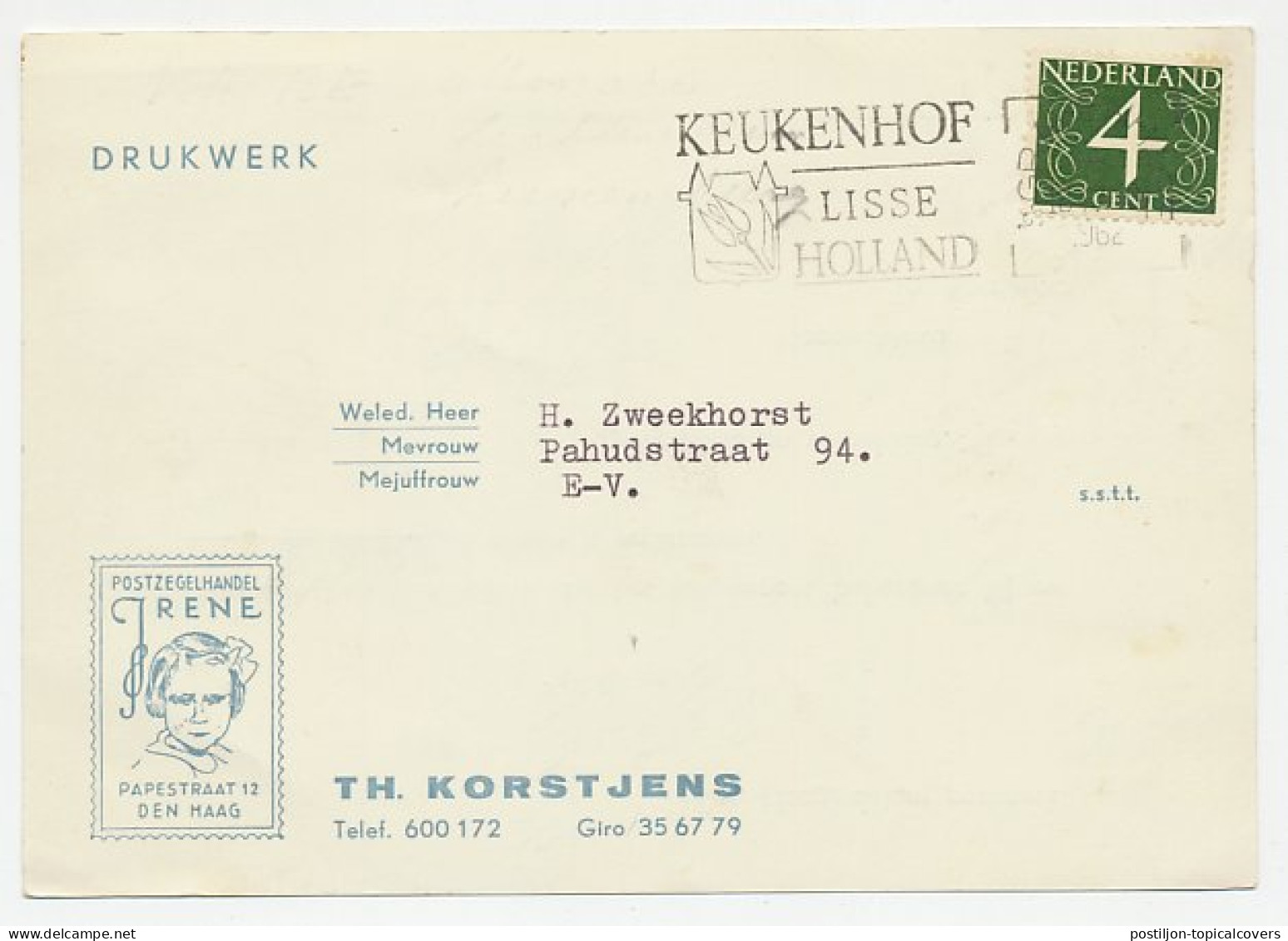 Firma Briefkaart Den Haag 1962 - Postzegelhandel Irene - Non Classés