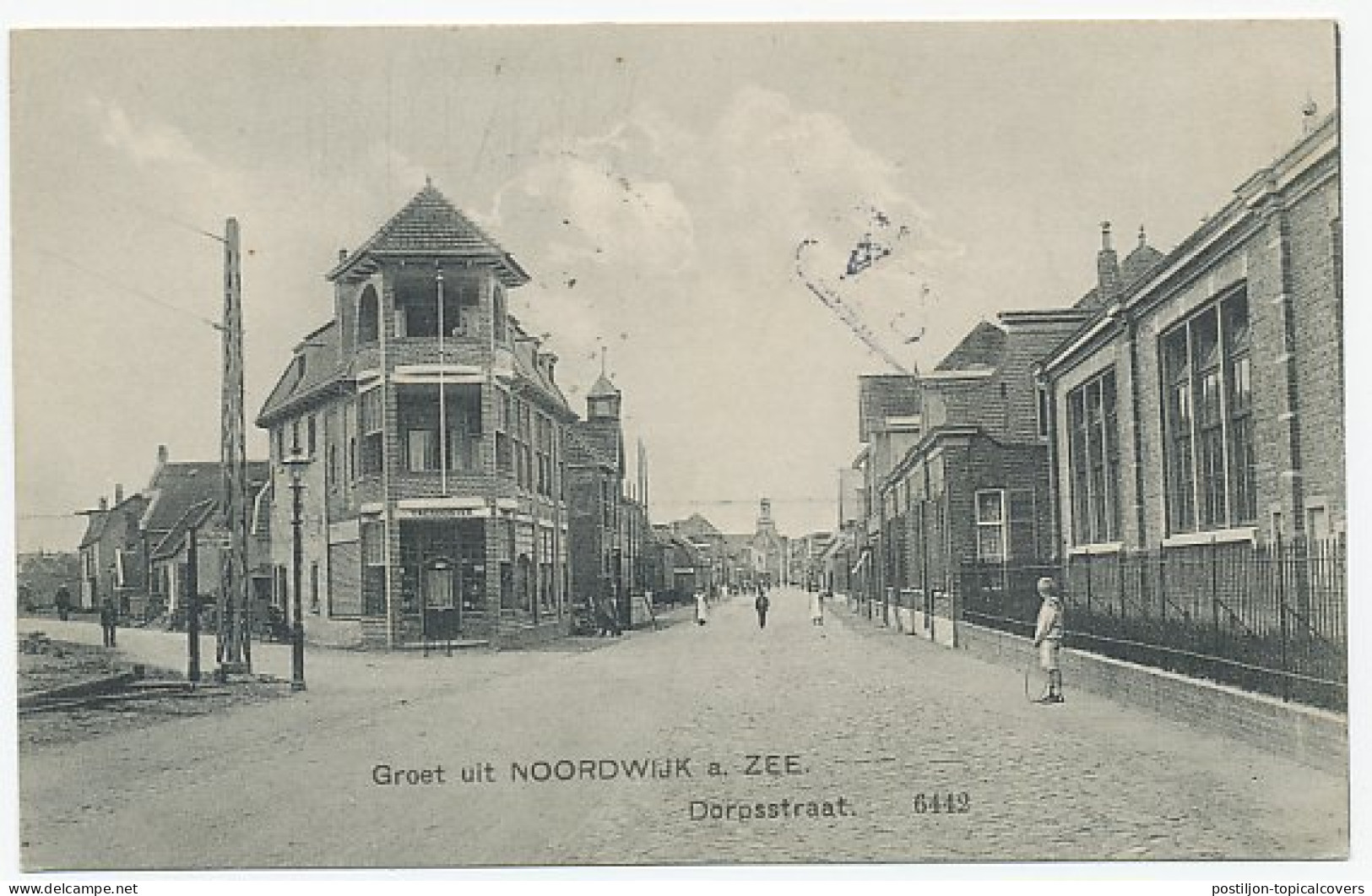Prentbriefkaart Noordwijk A. Zee - Dorpsstraat 1913 - Andere & Zonder Classificatie