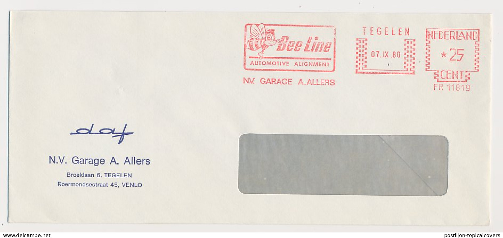 Meter Cover Netherlands 1980 Bee Line - Tegelen - Other & Unclassified