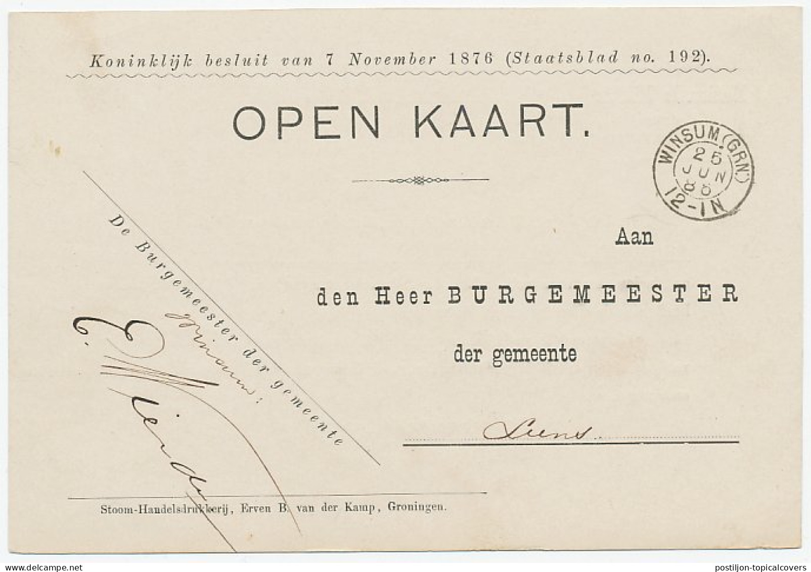 Kleinrondstempel Winsum (Grn:) 1885 - Unclassified