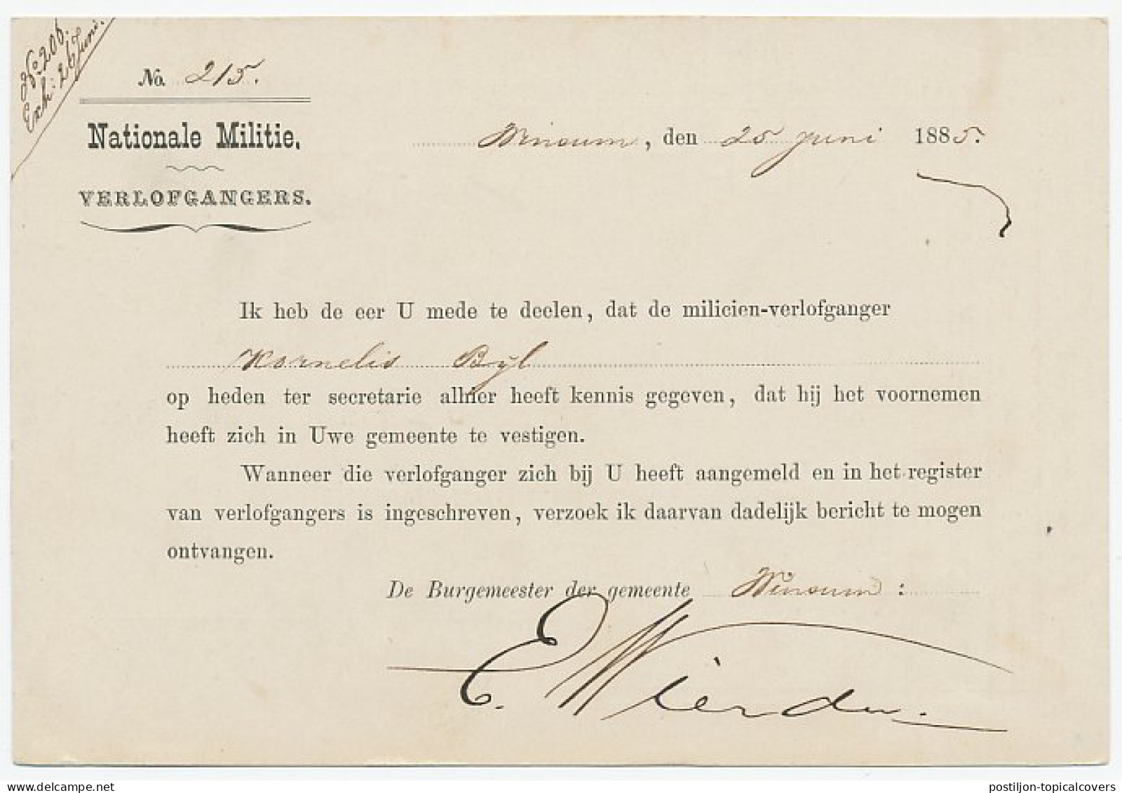 Kleinrondstempel Winsum (Grn:) 1885 - Non Classés