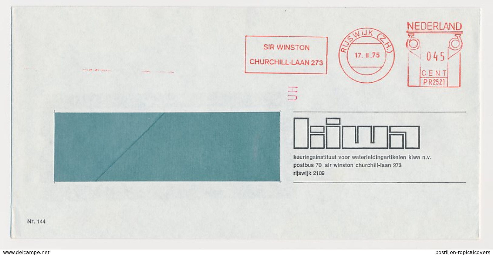 Meter Cover Netherlands 1975 Sir Winston Churchill - Lane - Rijswijk - Other & Unclassified