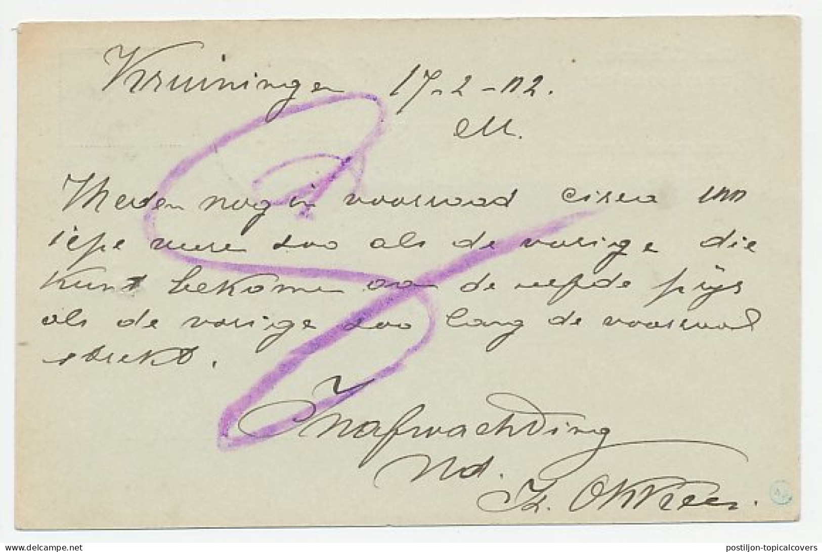 Firma Briefkaart Kruiningen 1902 - Boomkweeker - Zeeuwsche Tenen - Non Classés
