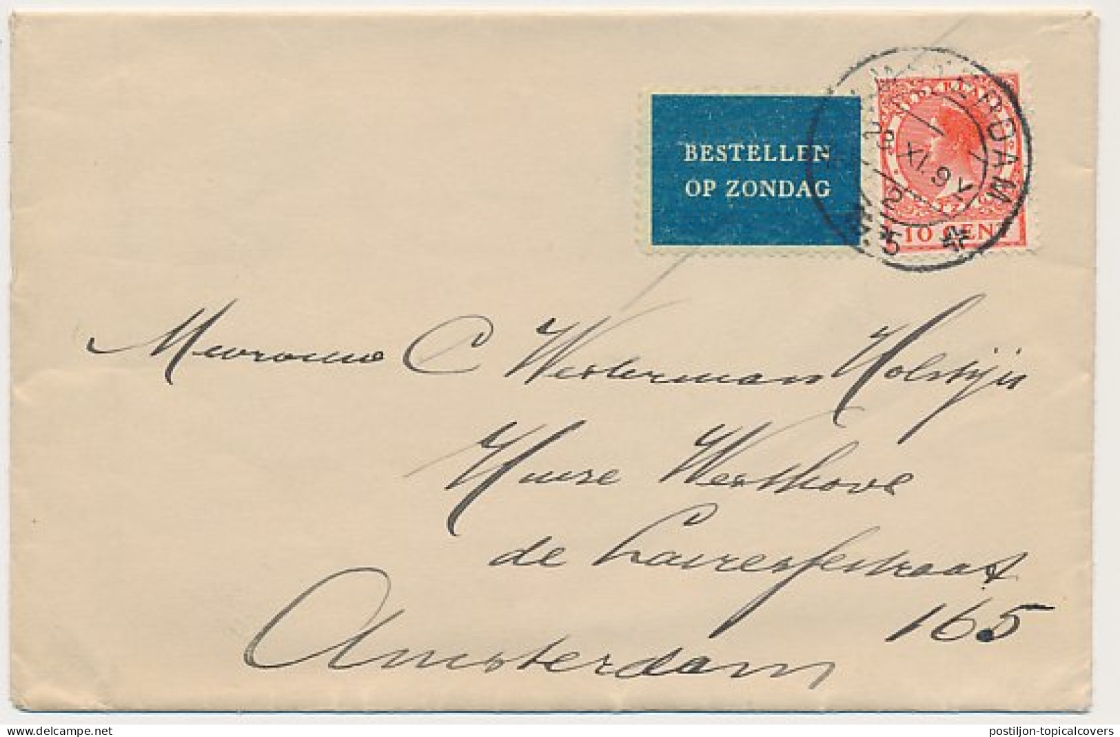 Bestellen Op Zondag - Bloemendaal - Amsterdam 1925 - Briefe U. Dokumente