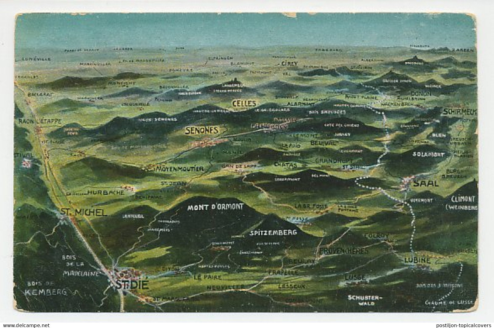 Fieldpost Postcard Germany / France 1916 Map Of France - WWI - Geography