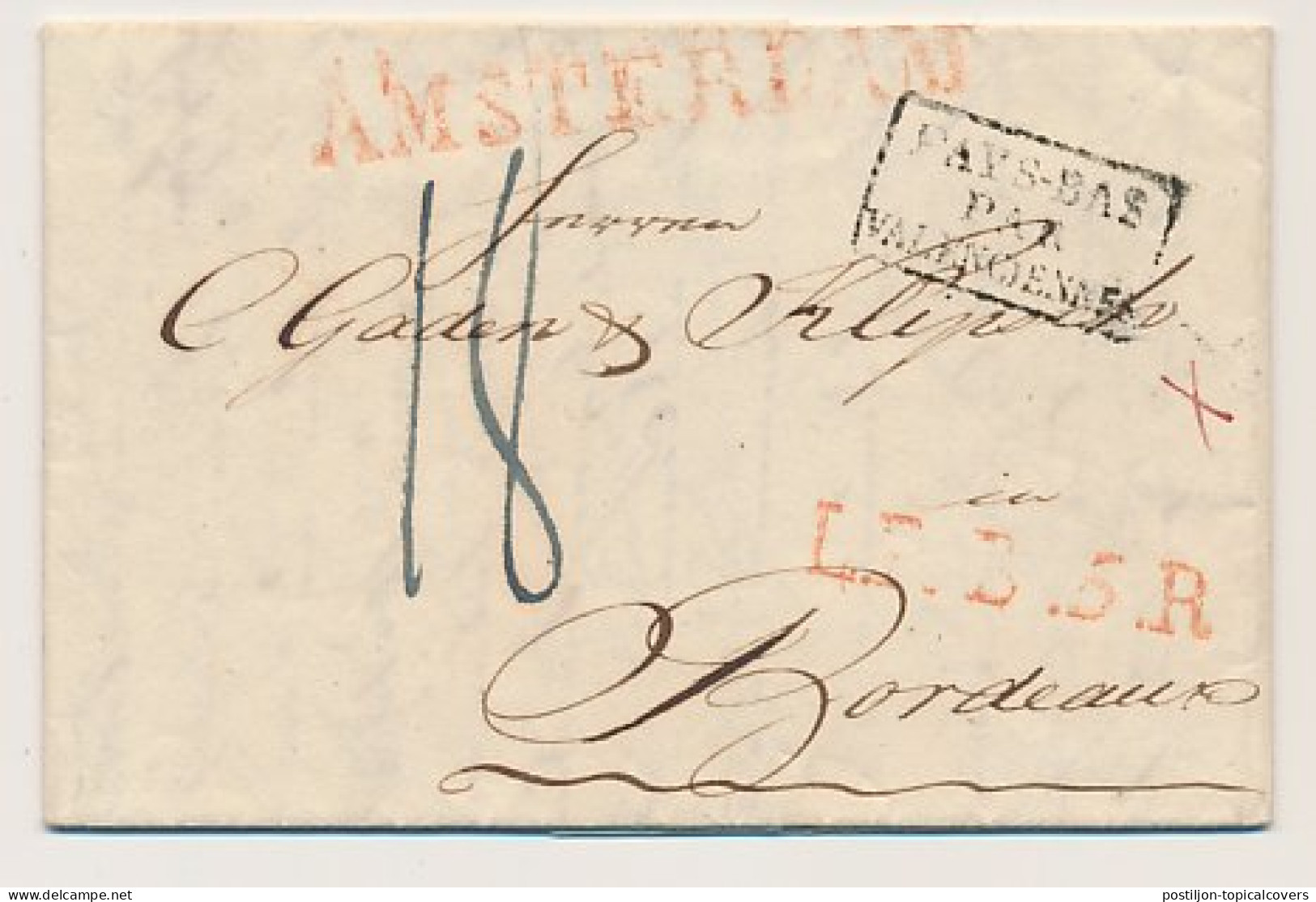 Emden Duitsland - Via Amsterdam - Frankrijk 1825 - L.P.B.5.R. - ...-1852 Prephilately