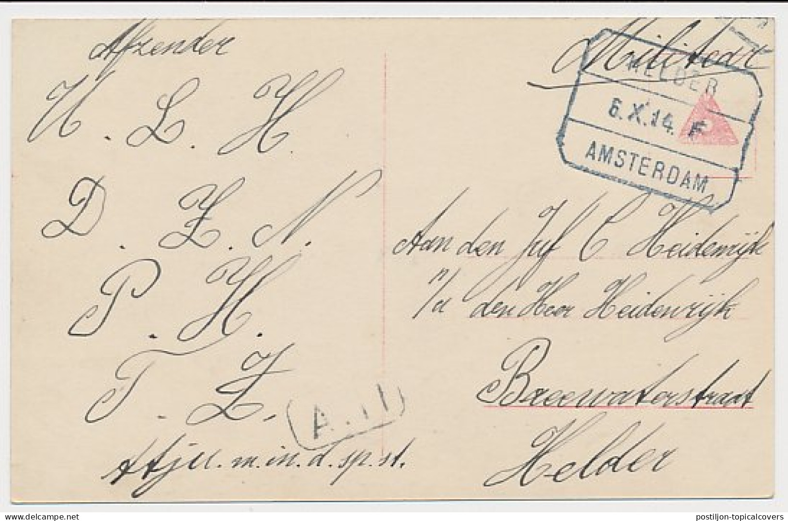 Treinblokstempel : Helder - Amsterdam F 1914  - Unclassified