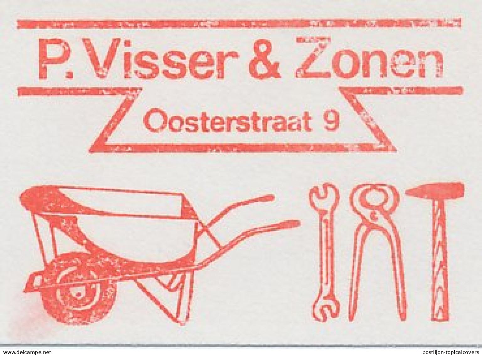 Meter Cut Netherlands 1970 Wheelbarrow - Hammer - Wrench - Pincers - Andere & Zonder Classificatie