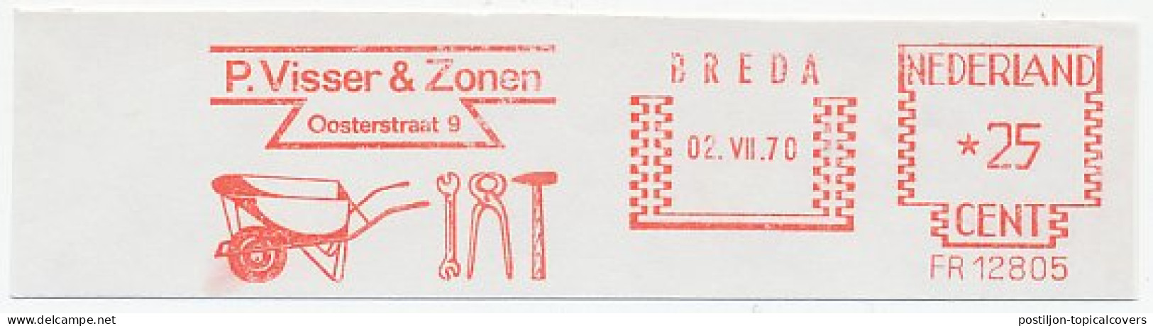 Meter Cut Netherlands 1970 Wheelbarrow - Hammer - Wrench - Pincers - Sonstige & Ohne Zuordnung