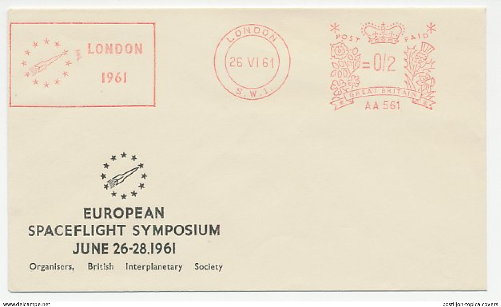 Meter Cover GB / UK 1961 European Spaceflight Symposium - Astronomie