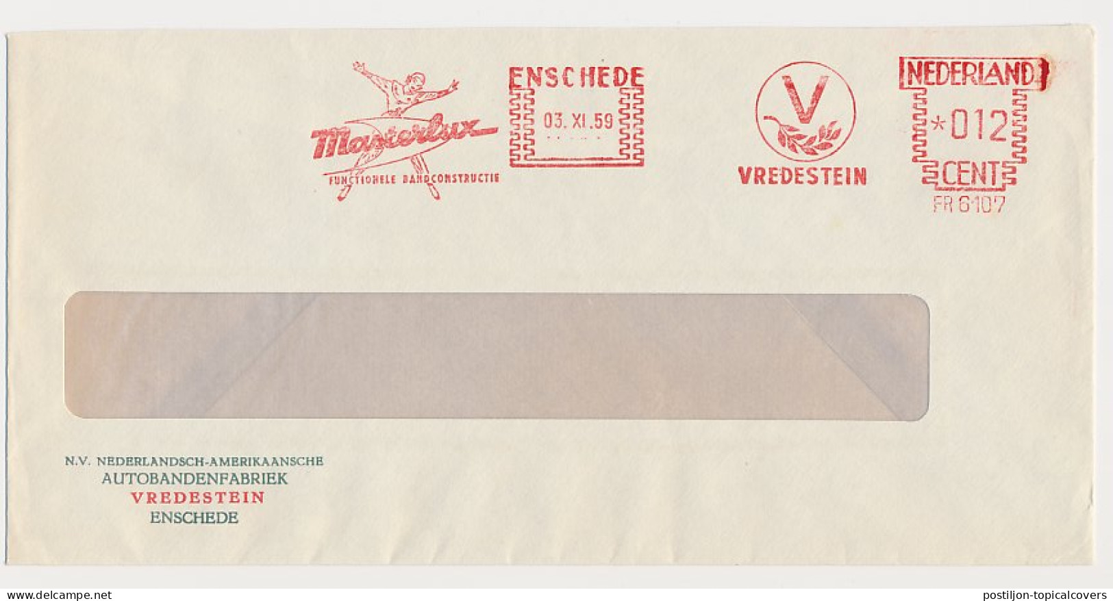 Meter Cover Netherlands 1959 Vredestein Tire Factory - Masterlux - Enschede - Ohne Zuordnung